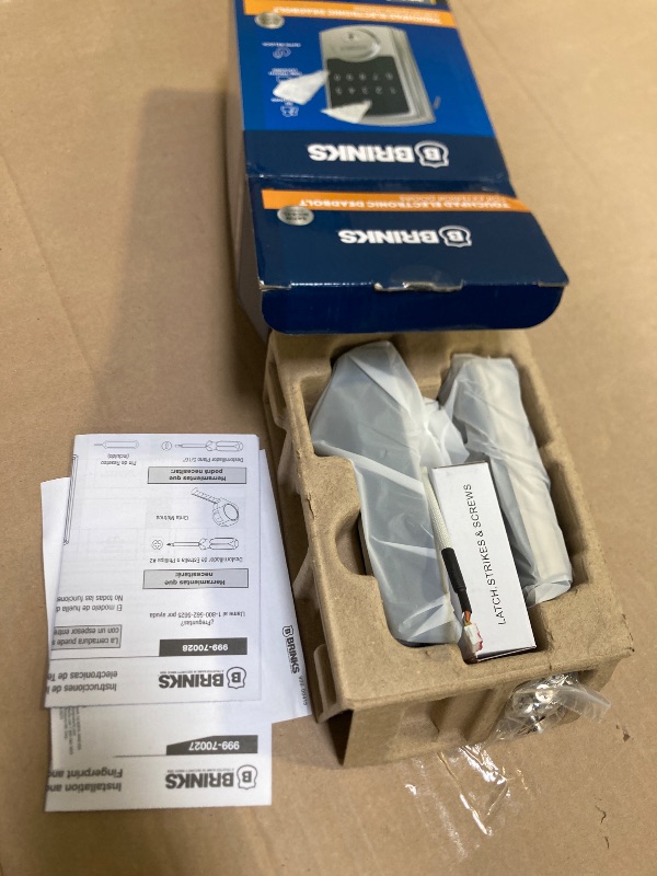 Photo 1 of Brinks Keyless Entry Electronic Touchpad Door Lock - Satin Nickel, Backlit Keypad Deadbolt with Advanced Security, Custom User Codes, Auto-Lock, for Front Door, Home or Office