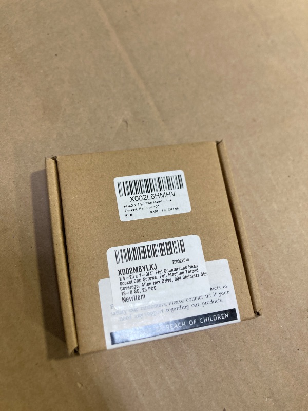 Photo 1 of 1/4-20 x 1-3/4" Flat Countersunk Head Socket Cap Screws, Full Machine Thread Coverage, Allen Hex Drive, 304 Stainless Steel 18-8 SS, 25 PCS