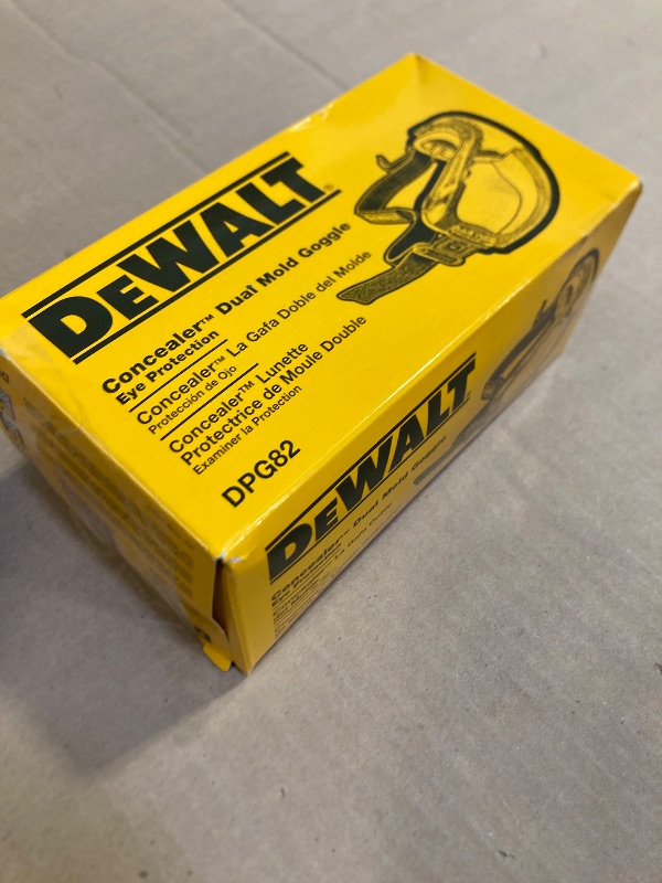 Photo 1 of DEWALT DPG82-11 Concealer Clear Anti-Fog Dual Mold Safety Goggle, Clear Lens, 1 Pair