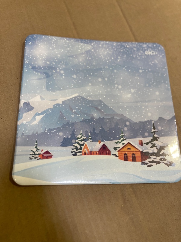 Photo 1 of SenseAGE Slim Mouse Pad for Home/Office - Snow Mouse Pad, Christmas Mouse Mat, Non-Slip Landscape Mouse Pad, Lightweight and Precision-Optimized Portable Mouse Mat, 8.66” x 8.66” (Snowy Village)