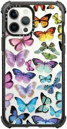Photo 1 of CASETiFY Ultra Impact Case for iPhone 12 Pro Max - Butterfly Rainbow - Clear Black