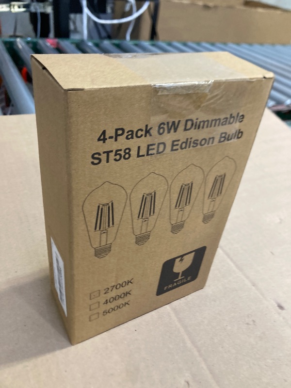 Photo 1 of PARTPHONER LED Light Bulbs Dimmable Vintage Edison Bulb, E26 LED Bulb 60W Equivalent 720 Lumens, Warm White 2700K, ST58 Antique LED Filament Bulb CRI 85+, Clear Glass, Pack of 4