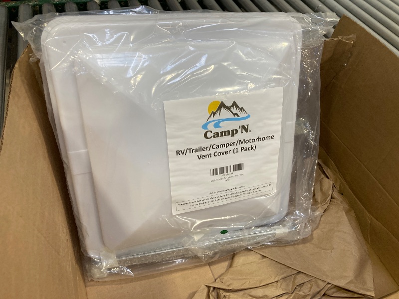 Photo 1 of Camp'N 14 Inch Universal RV Roof Vent for Trailer, Camper, Motorhome - RV Vent Covers for Roof - OEM Lid Replacement (14 x 14 White 1-Pack)