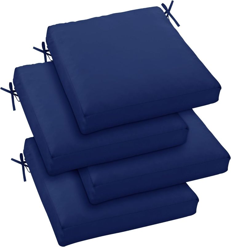 Photo 1 of  Outdoor Chair Cushions Set of 4, 24" x 24" Waterproof Patio Furniture Cushions with Removable, Machine-Washable, Fade-Resistant Covers – Navy Blue, Square 