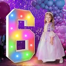 Photo 1 of 3.3FT Marquee Numbers, Light Up Numbers for 60th Birthday Party Decorations with Assembling Tools, Large Foamboad Mosaic Balloon Frame for Anniversary Engagement Party Decor, Number 6