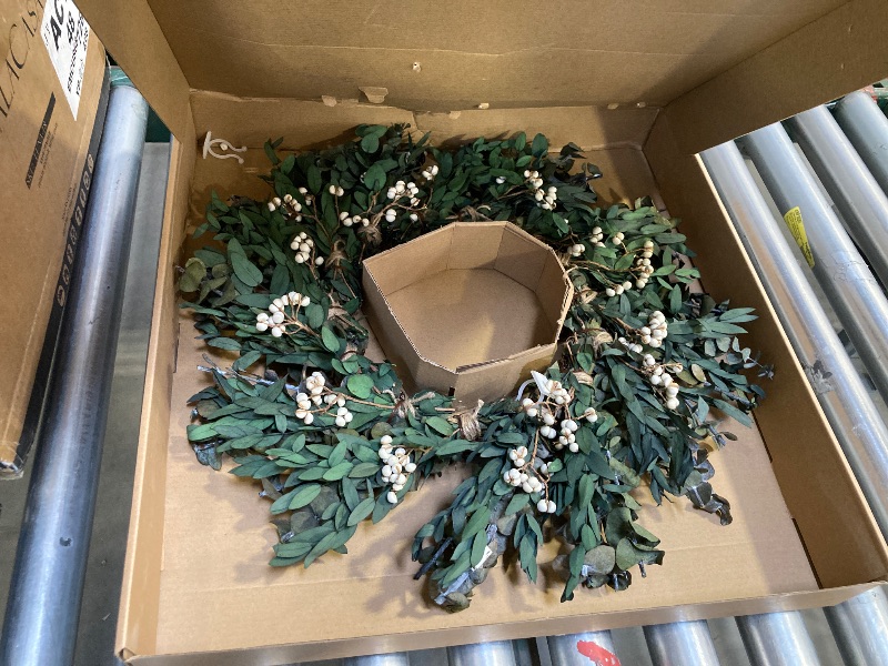Photo 1 of 18'' Nature Eucalyptus Wreath - for Front Door, Porch, Window - Home & Farmhouse Decor - Suitable for Spring, Summer, Fall, All Seasons