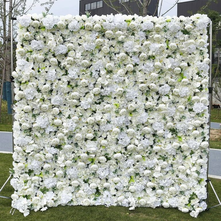Photo 1 of Artificial Silk Flower Wall Panel Decorative Floral Background Silk Rose Mat for Wedding Party Backdrop Wall Decor Shop Photo Backdrop Floral Wall Arrangement 15 * 15in 12Pcs