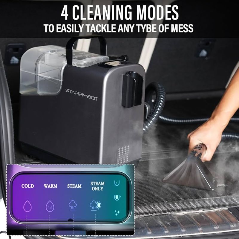 Photo 1 of Starrybot Portable Carpet Cleaner Machine with Steam Techology for Carpet & Upholestery, 12000Pa Powerful Suction with Versatile Tools, Compact Pet Stain Remover and Deodorizer