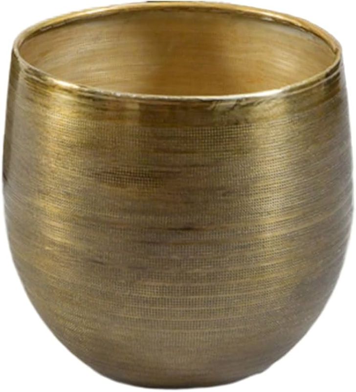 Photo 1 of Serene Spaces Living Brass-Toned Aluminum Cachepot Planters, Handcrafted in India, Elegant Wedding, Home & Office Decor, Vintage Planter for Indoor Plants, Flowers, Table Centerpieces, Large, Single