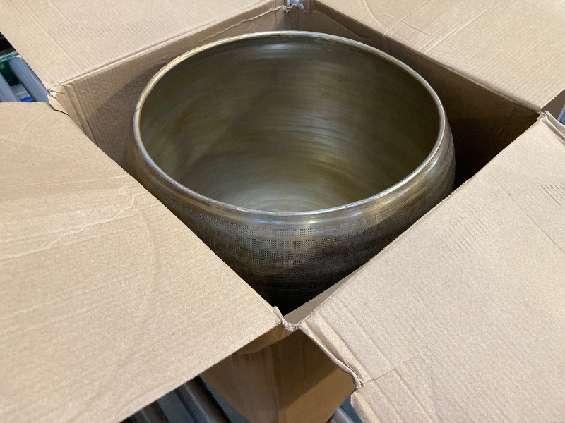 Photo 1 of Serene Spaces Living Brass-Toned Aluminum Cachepot Planters, Handcrafted in India, Elegant Wedding, Home & Office Decor, Vintage Planter for Indoor Plants, Flowers, Table Centerpieces, Large, Single