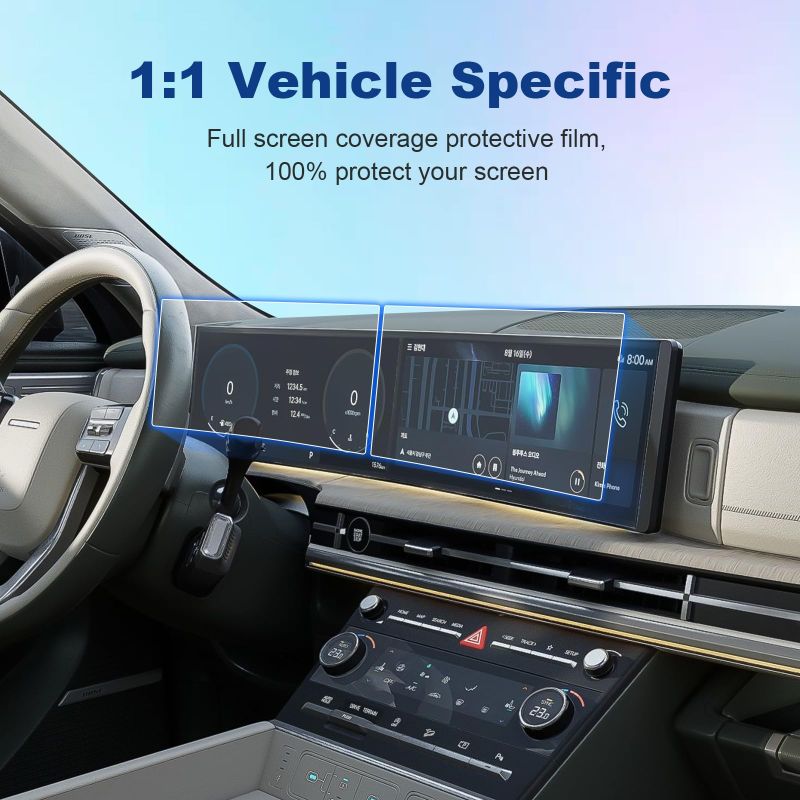Photo 1 of For 2025 Hyundai Santa Fe Screen Protector - (4PCS) 2024 2025 Santa Fe Accessories (SE/SEL/XRT/Limited/Calligraphy) Protective Nano Film 12.3" Navigation Display+Air Conditioning Reduce Fingerprint