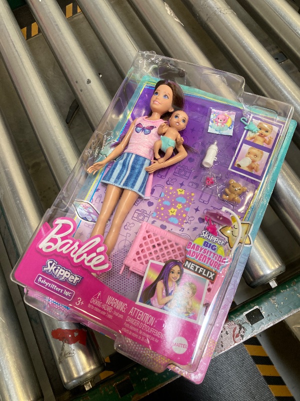 Photo 1 of Barbie Skipper Babysitters Inc Crib Toy Playset with Skipper Doll, Baby Doll with Sleepy Eyes, Furniture & Accessories