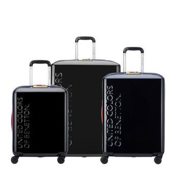 Photo 1 of United Colors of Benetton United Hardside Luggage with Spinner Wheels, Black, 3 Piece Set