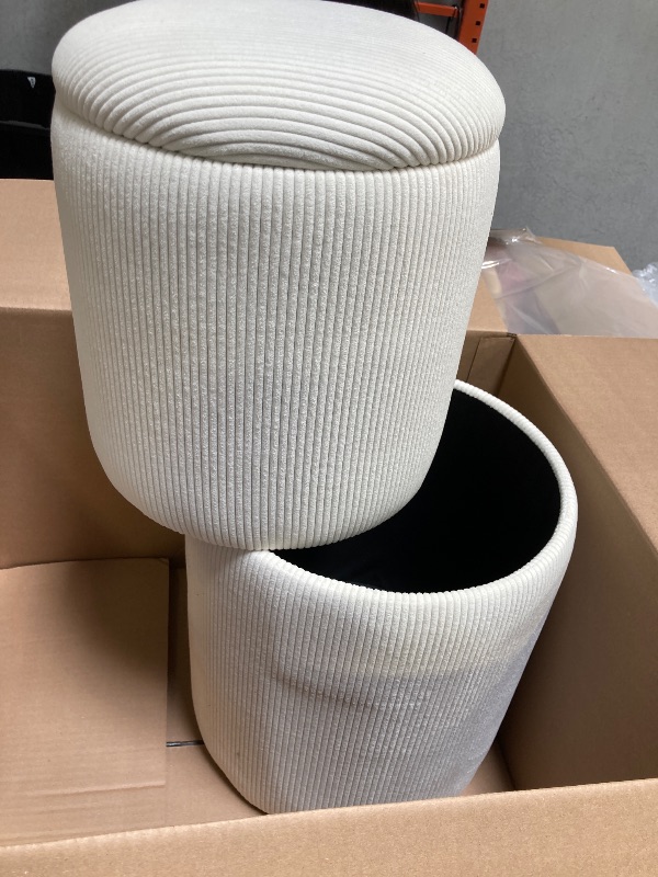 Photo 1 of Nesting Ottoman Set, CREAM