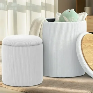 Photo 1 of Nesting Ottoman Set, CREAM