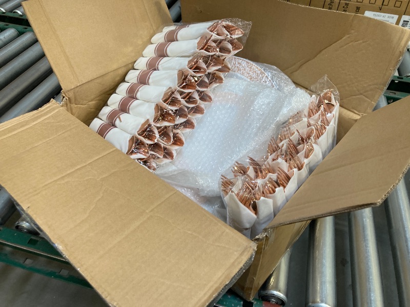 Photo 1 of Goodluck 350 Piece Rose Gold Plastic Dinnerware Set for 50 Guests, Disposable Lace Plates for Party, Include: 50 Rose Gold Party Plates, 50 Dessert Plates, 50 Pre Napkins with Silverware, 50 Cups