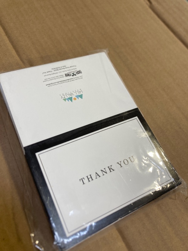 Photo 1 of Black Formal Thank You Cards with Border - 48 Classic Note Cards with Envelopes - Perfect for Business Professionals & Special Events