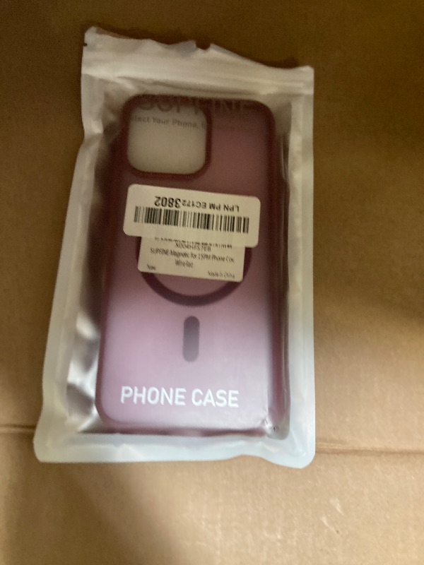 Photo 1 of SUPFINE Magnetic for iPhone 15 Pro Max Case (Compatible with MagSafe) (10 FT Military Grade Drop Protection) Slim Translucent Matte Shockproof with Anti-Fingerprint Phone Case,Wine Red