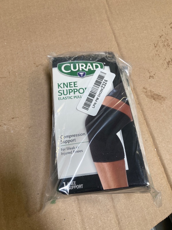 Photo 1 of CURAD Knee Support for Men & Women, Elastic, Pull-Over, Knee Brance for Running Knee Pain, Workout Sports Knee Brace, Black, Medium