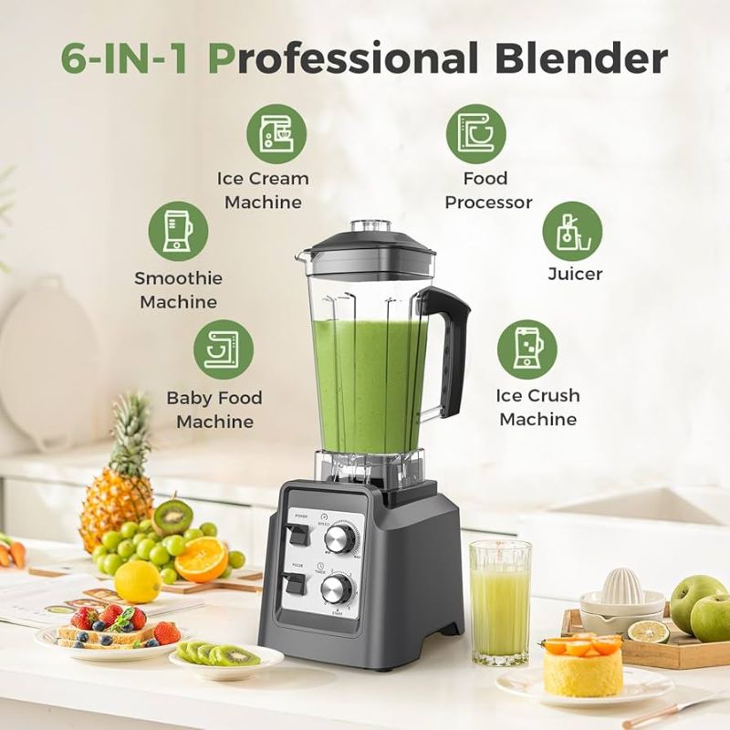 Photo 1 of  Blenders for Kitchen, Smoothie Blender, Professional Countertop Blender for Smoothies, 1800 Peak Watts, 68 Oz Large Capacity, for Ice Crush, Frozen Drinks, Silver 