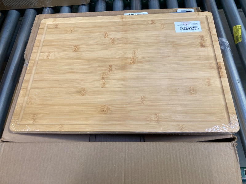 Photo 1 of Allsum 20x14" Extra Large Bamboo Cutting Boards for Kitchen, XL Wood Charcuterie Boards Cheese Serving Tray with Side Handles and Juice Grooves, Solid Durable Reversible