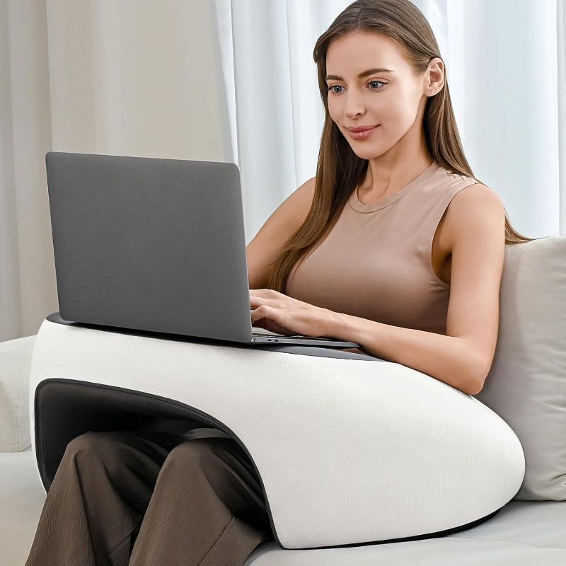Photo 1 of  Reading Pillow, Lap Desk Pillow for Adult, Memory Foam Gaming Pillow for Arm Support, Arm Rest Pillow for Working, Back Pillow for Crocheting, Playing Game or Siting in Bed, Floor, Sofa (White) 