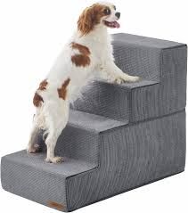 Photo 1 of Dog Stairs for High Beds Extra Wide Foldable Pet Steps 4-Steps for Medium Small Dogs and Old Cats with CertiPUR-US Certified Foam and Non-Slip Bottom, Grey