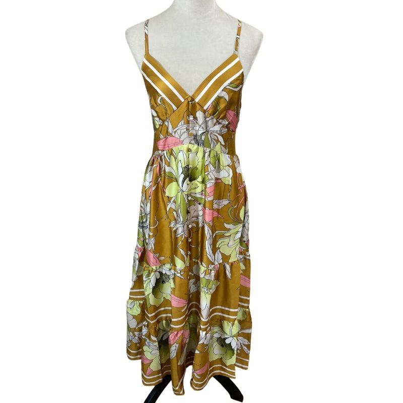 Photo 1 of Women's Ryegrass Plus Sleeveless Tan Floral Maxi Dress Size XL