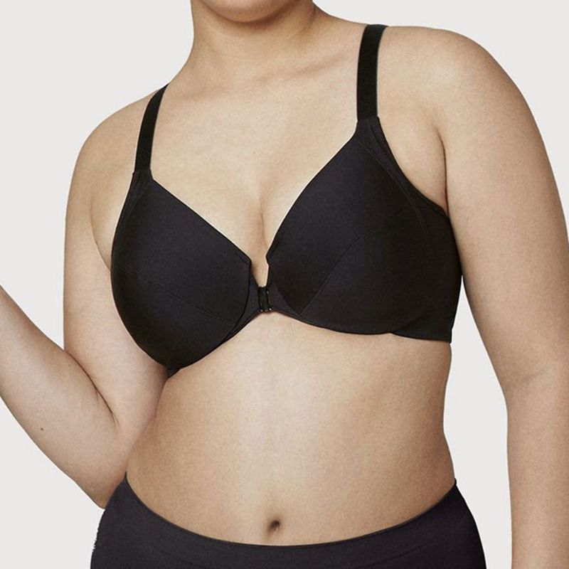 Photo 1 of  Glamorise Wonderwire Front-Close Smoothing Bra (Size 36-H) Black, Elastine,Nylon,Polyester 