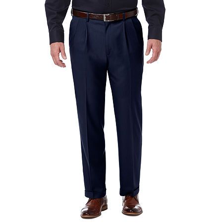 Photo 1 of  Mens Haggar Premium Comfort Expandable-Waist Classic-Fit Stretch Pleated Dress Pants, Men's, Size: 34W X 32L, Blue 