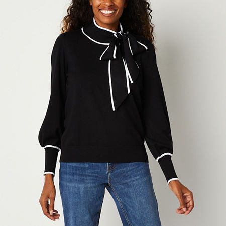 Photo 1 of  Liz Claiborne Womens Mock Neck Long Sleeve Pullover Sweater, Small, Black 