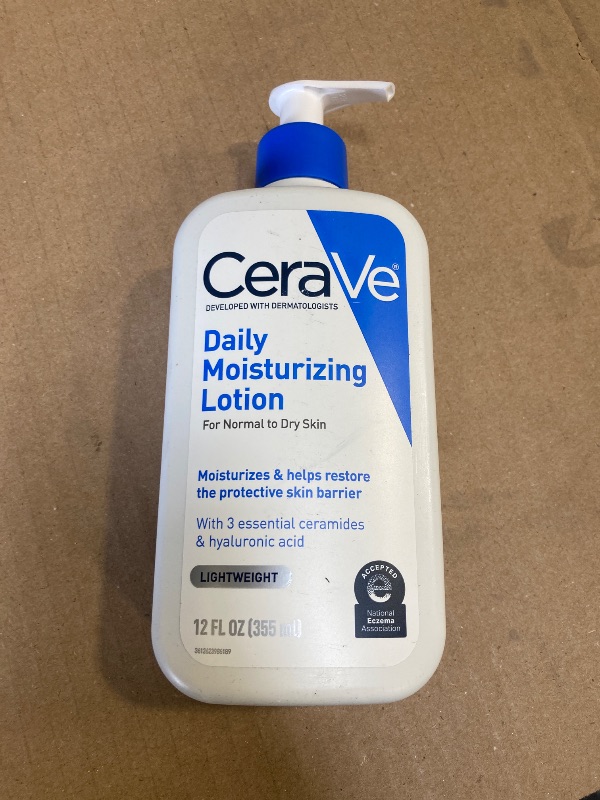 Photo 1 of CeraVe Daily Moisturizing Lotion for Dry Skin, Body Lotion & Face Moisturizer with Hyaluronic Acid and Ceramides, Daily Moisturizer, Fragrance Free, Oil-Free, 12 Ounce