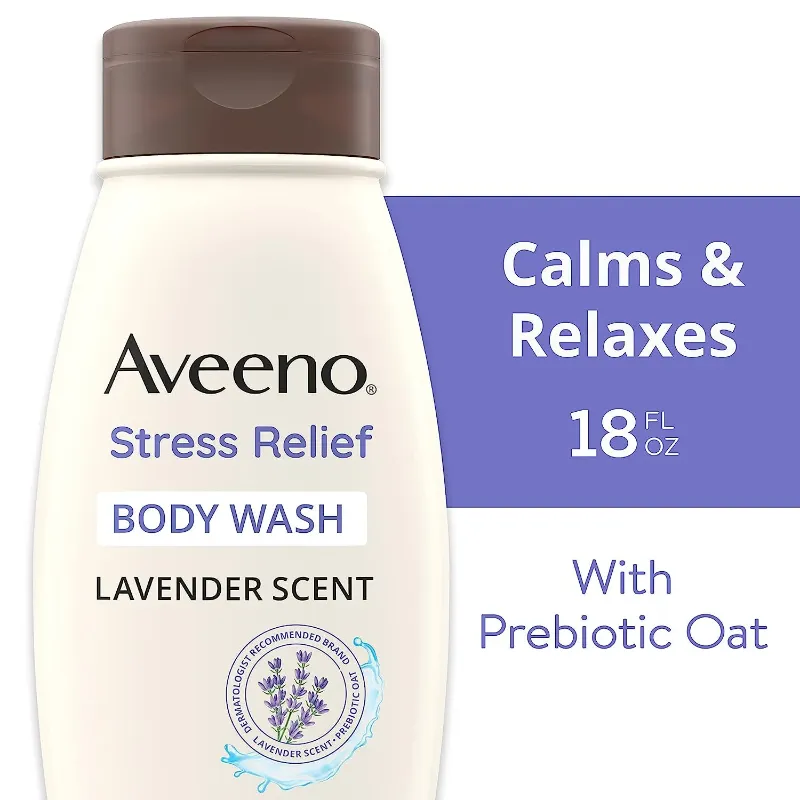 Photo 1 of Aveeno Stress Relief Body Wash: Soothing Oat, Lavender Scent, and Calming Essential Oils - Gently Cleanse, Moisturize, and Relax - Dye-Free & Soap-Free - 12 Fl. Oz