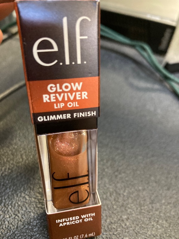 Photo 1 of e.l.f. Glow Reviver Lip Oil, Nourishing and Hydrating with High-Shine Glimmer Finish & Sheer Wash Of Color, Minty Scent, Non-Sticky, Vegan & Cruelty-free, Crystal Baller