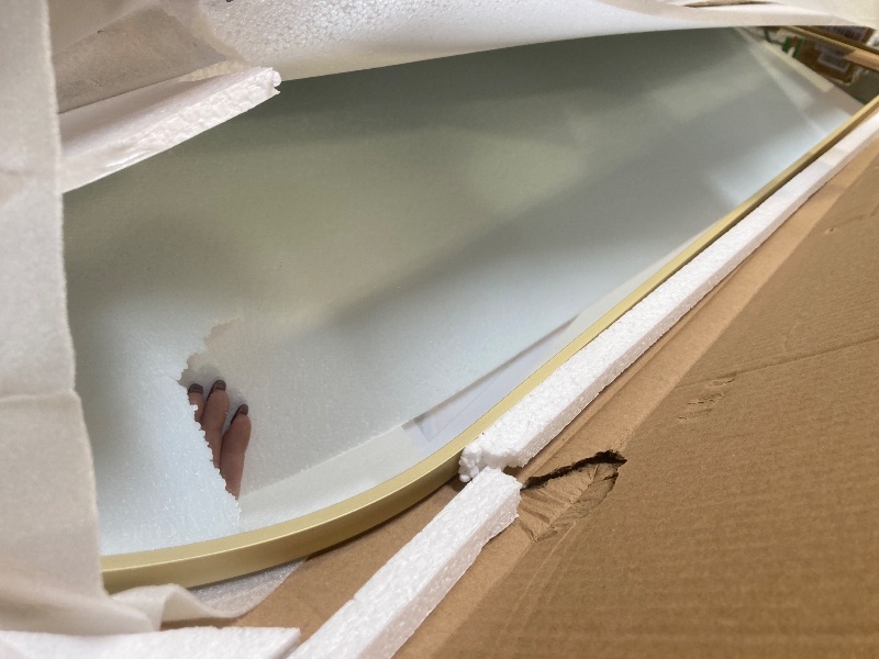 Photo 1 of KOMCOTE Arched Full Length Floor Mirror - 59"x18" Gold Standing Mirror for Bedroom, Living Room, or Dressing Area - Stylish Arch Design, Freestanding or Wall-Mounted, Durable & Elegant