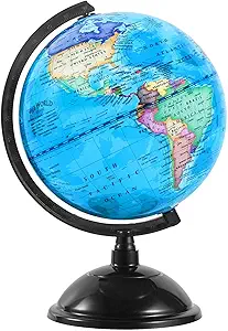 Photo 1 of 8 Inch World Globe with Stand Rotating Earth Spinning Globe for Kids Geography Classroom Education or Decorations (Blue)