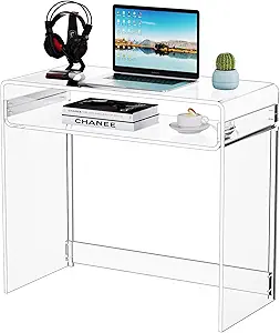 Photo 1 of Acrylic Desk Laptop Study Table Home Office Console Table Entrance Tables, 33.5'' x 15.7'' x 29.5'' (Clear)