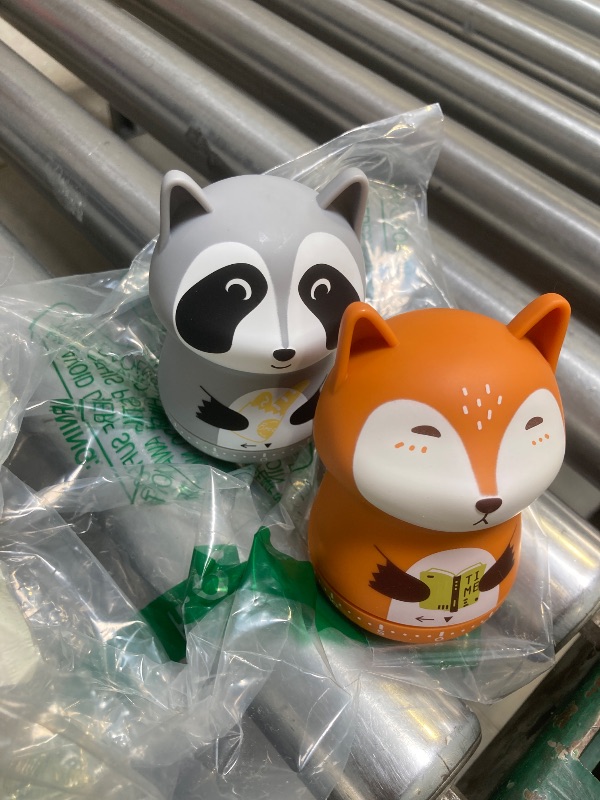 Photo 1 of 2 Pack Cute Kitchen Timer,100% Mechanical Timer for Kids,60 Minute Egg Timer for Cooking/Reading/Do Sports. (Fox and Raccoon)
