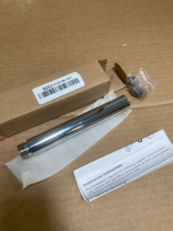 Photo 1 of Nuodan Shower Extension Arm, Solid Stainless Steel Shower Pipe Extension with Teflon Tape and Washer, For Lowering or Extending Showerhead (6 Inch, Chrome)