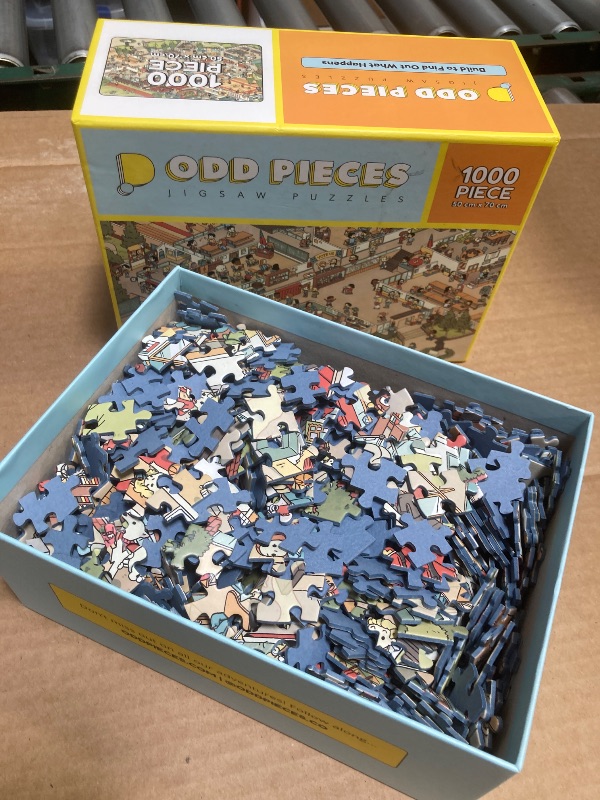 Photo 1 of Odd Pieces Mystery Jigsaw Puzzle-1,000 Pcs Mystery Puzzle with Storytelling Comics, Secret Ending-1000 Piece Puzzle for Adults & Kids –19.7'' x 27.6'' Frameable Magic Puzzle Art (Snack Attack)