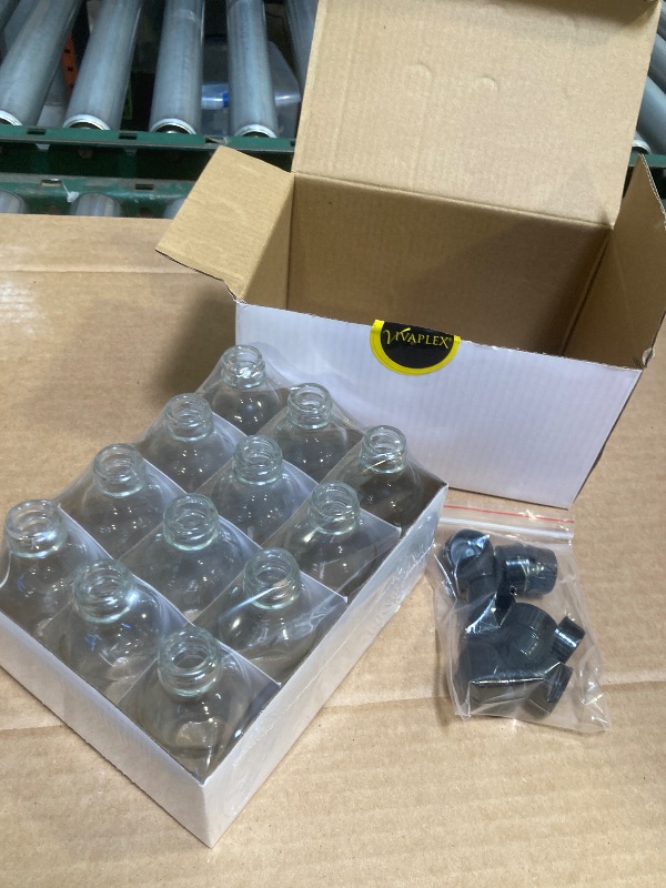Photo 1 of Vivaplex, 12, Clear, 2 oz Glass Bottles, with Lids