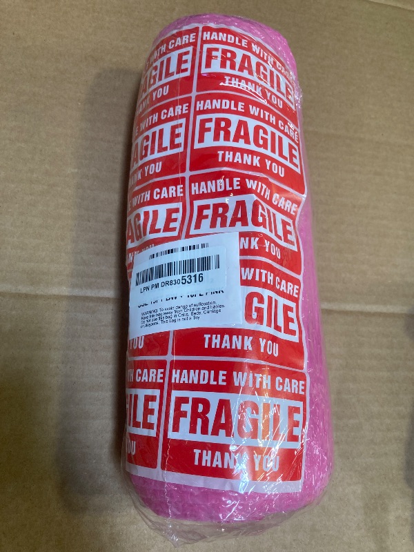 Photo 1 of Anti-Static Bubble Cushioning Wrap Rolls, 3/16" x 12" x 15' ft Total, Perforated Every 12" Included 10 Fragile Stickers for Packaging, Shipping, Mailing [Pink]