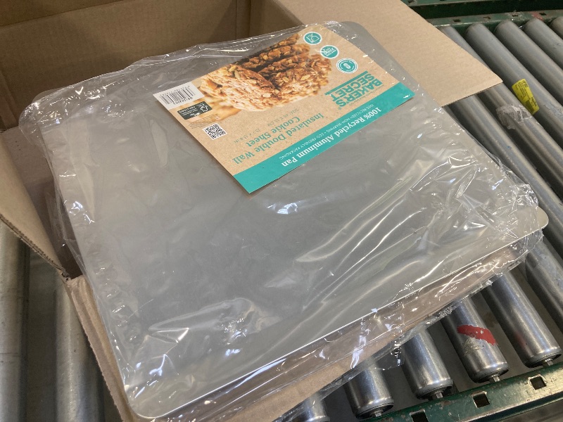 Photo 1 of Baker's Secret 2pcs Pure Aluminum Insulated Cookie Sheet Commercial Grade, 100% Recycled Aluminum Cookie Sheet Extra Thick - The Natural Aluminum Collection