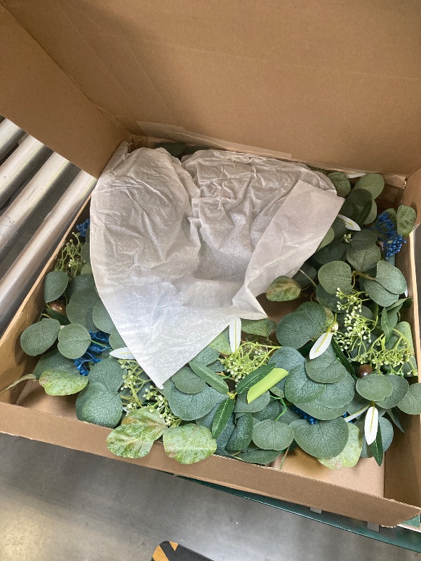 Photo 1 of Eucalyptus Wreath for Front Door, COLORSPEC 24 Inch Eucalyptus Wreath with Olive Leaves and Berries All Year Round, Handmade Green Spring Summer Wreaths for Front Door Indoor Outdoor Wedding Holiday