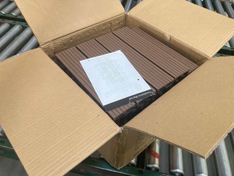 Photo 1 of 24PCS Interlocking Deck Tiles Outdoor - Weatherproof Heavy Duty Composite Deck Tiles with Borders & Corner Trims Patio Floor Tiles - DIY Patio Kit, Outside Flooring for Yard Basement Balcony Poolside