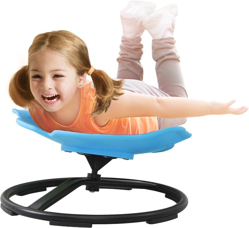 Photo 1 of  Sensory Spinning Chair for Kids with Autism & ADHD, Swivel Chair for Indoor/Outdoor Use, Sit and Spin Toys, Fish-Shaped Sensory Chairs for Autistic Children, Training Body Coordination (Blue) 
