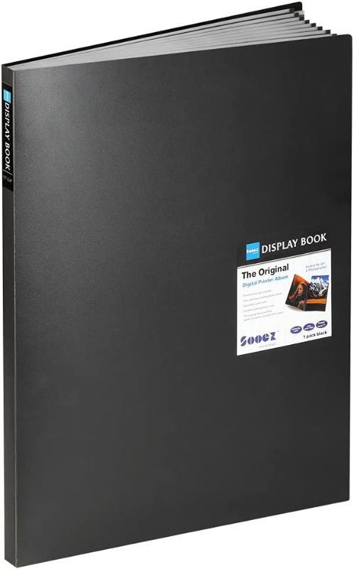 Photo 1 of  Sooez Heavy Duty Binder with Plastic Sleeves 18"x24", Portfolio Folder with 30 Clear Sheet Protectors, Display 60 Pages, Presentation Book for Artwork, Sheet Music, Document 
