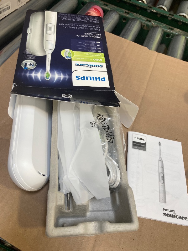 Photo 1 of PHILIPS Sonicare ProtectiveClean 6100 Rechargeable Electric Toothbrush, with Pressure Sensor, 3 Cleaning Modes, SmarTimer and QuadPacer, 14-Day Battery Life, Travel Case, White, Model HX6877/21