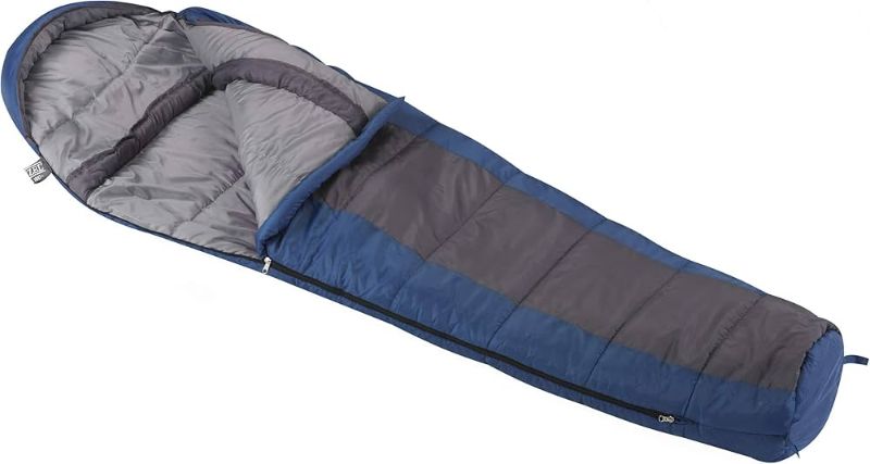 Photo 1 of BLUE/GREY SLEEPING BAG, 88 X 34 INCHES