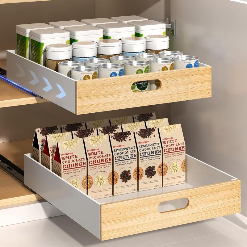 Photo 1 of Pull Out Drawer for Cabinet, Metal Slide Out Shelf Fixed with Adhesive Nano Film, 1 PCS Multi-Purpose Cabinet Organizer for Kitchen, Pantry and Office, XXX-Large